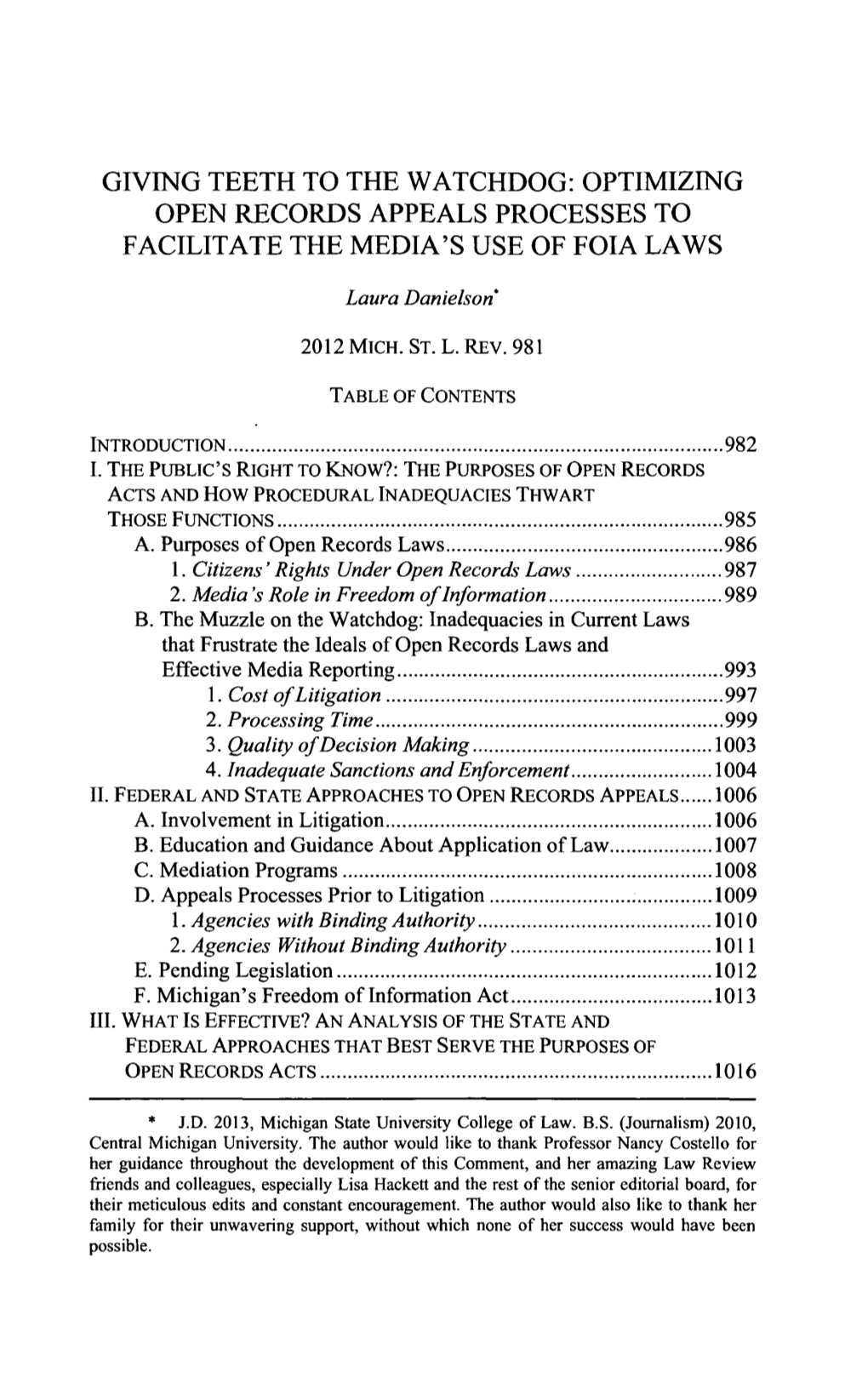 Optimizing Open Records Appeals Processes to Facilitate the Media's Use of Foia Laws