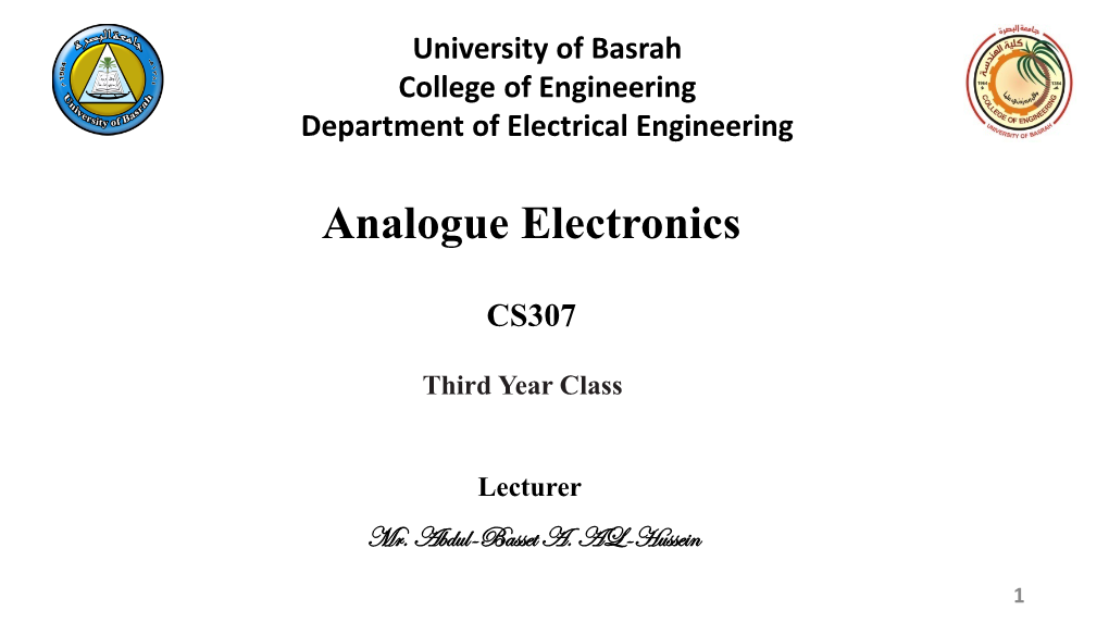 Analogue Electronics