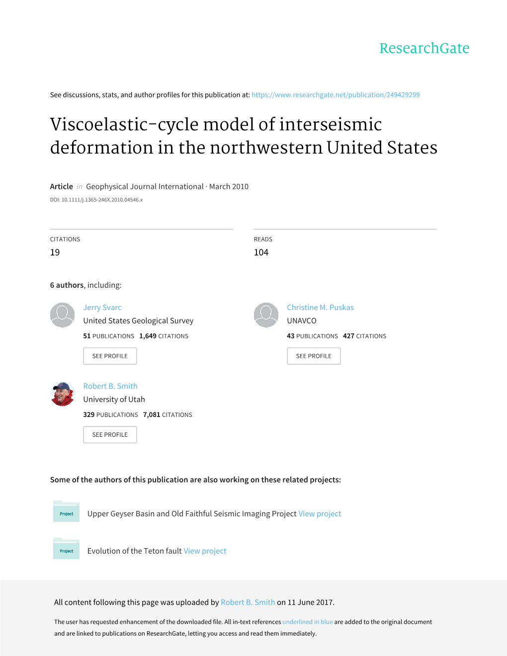 Viscoelastic-Cycle Model of Interseismic Deformation in the Northwestern United States