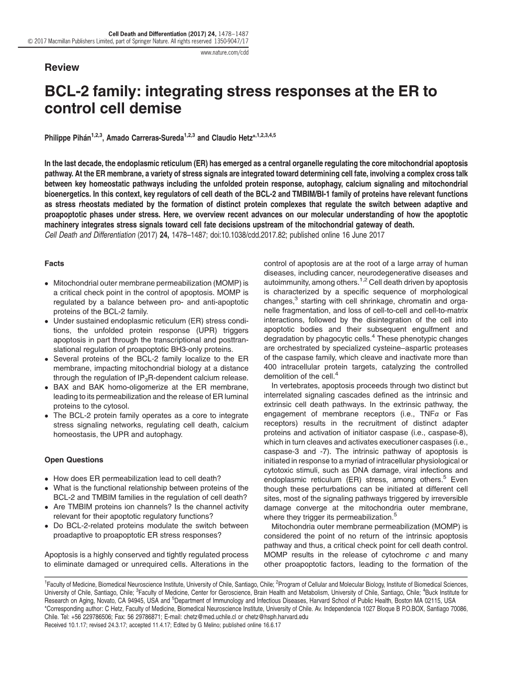 BCL-2 Family: Integrating Stress Responses at the ER to Control Cell Demise