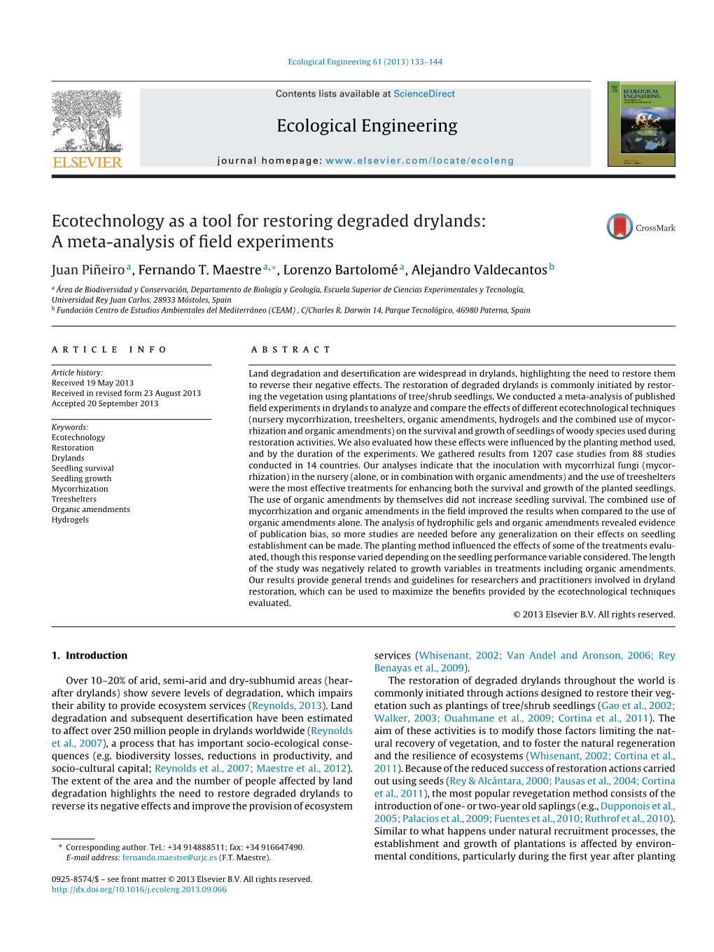 Ecotechnology As a Tool for Restoring Degraded Drylands: a Meta