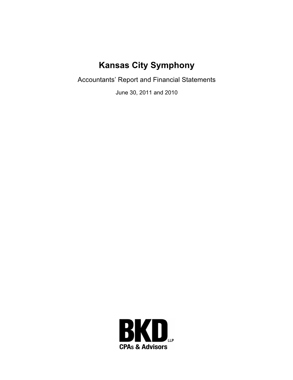 Kansas City Symphony Audit