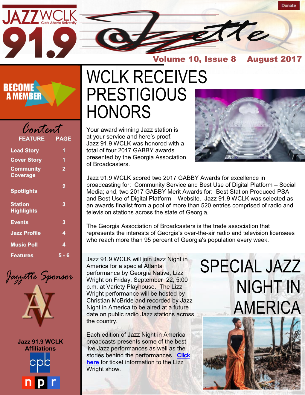 Wclk Receives Prestigious Honors Special Jazz Night In