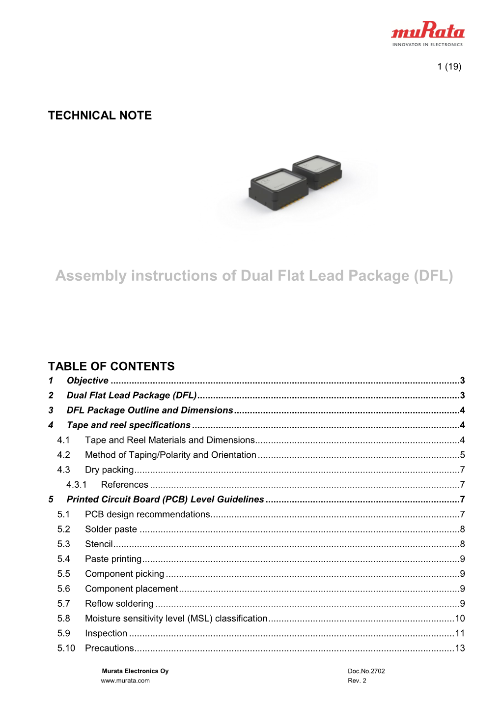 Assembly Instructions of Dual Flat Lead Package (DFL)