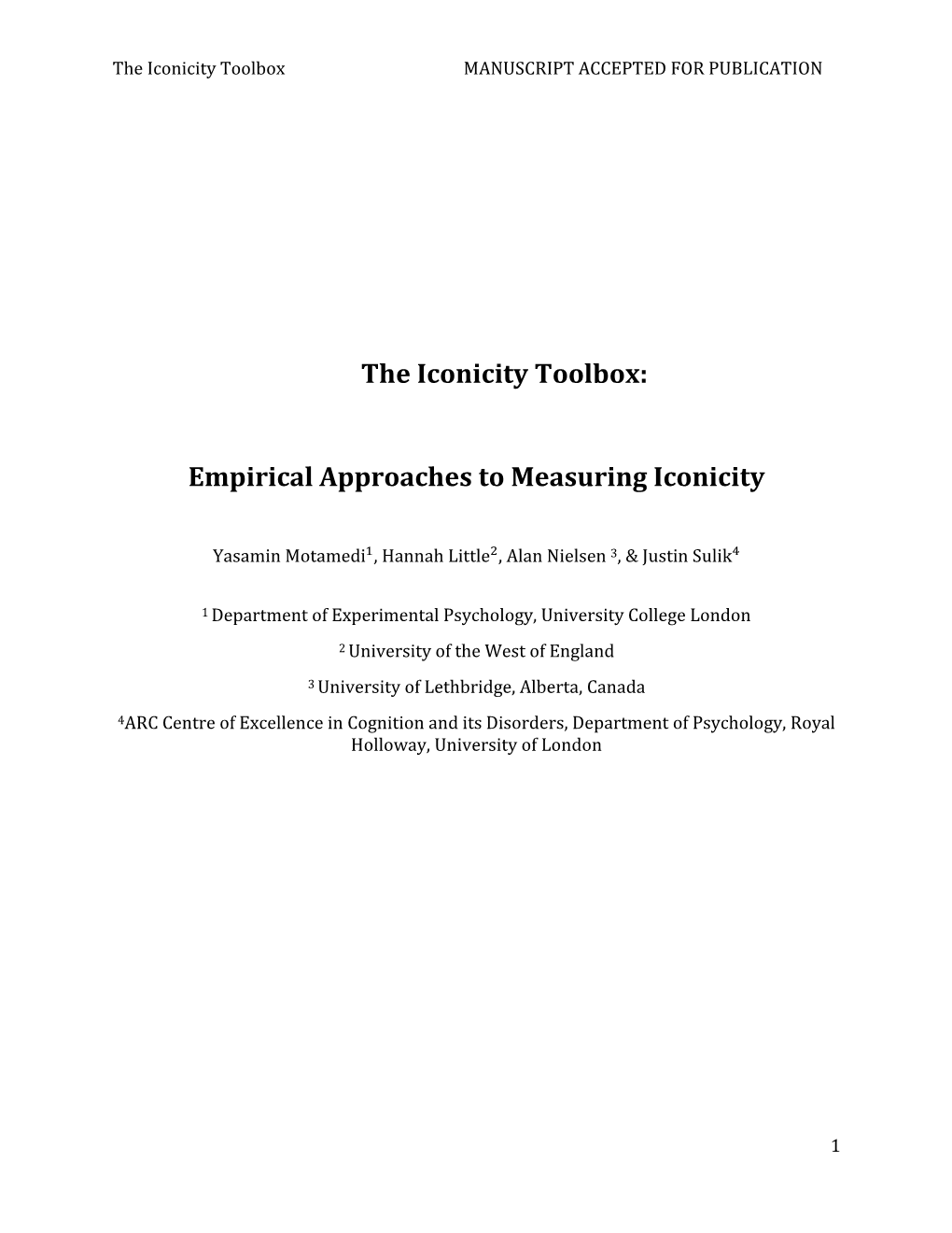 The Iconicity Toolbox MANUSCRIPT ACCEPTED for PUBLICATION