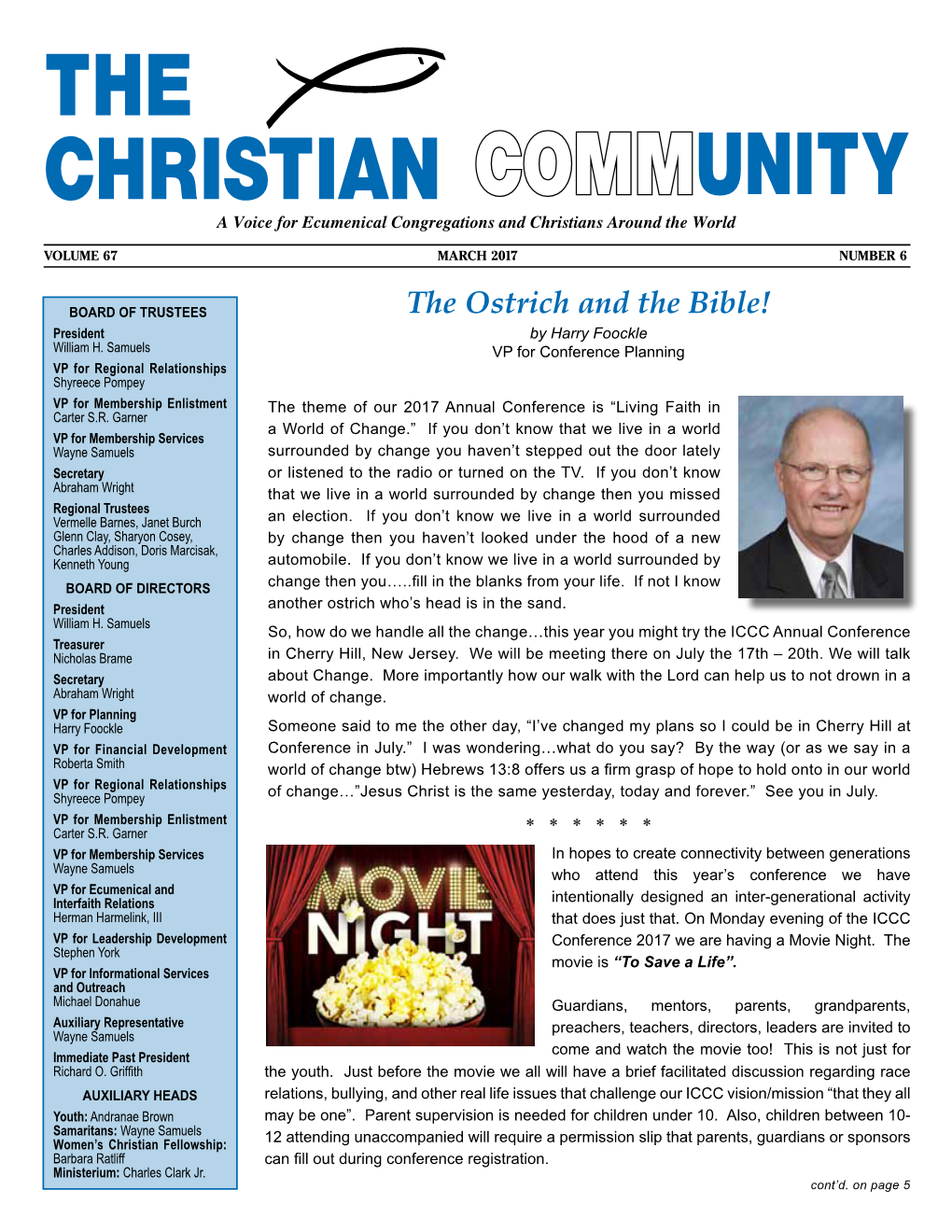 CHRISTIAN COMMUNITY a Voice for Ecumenical Congregations and Christians Around the World