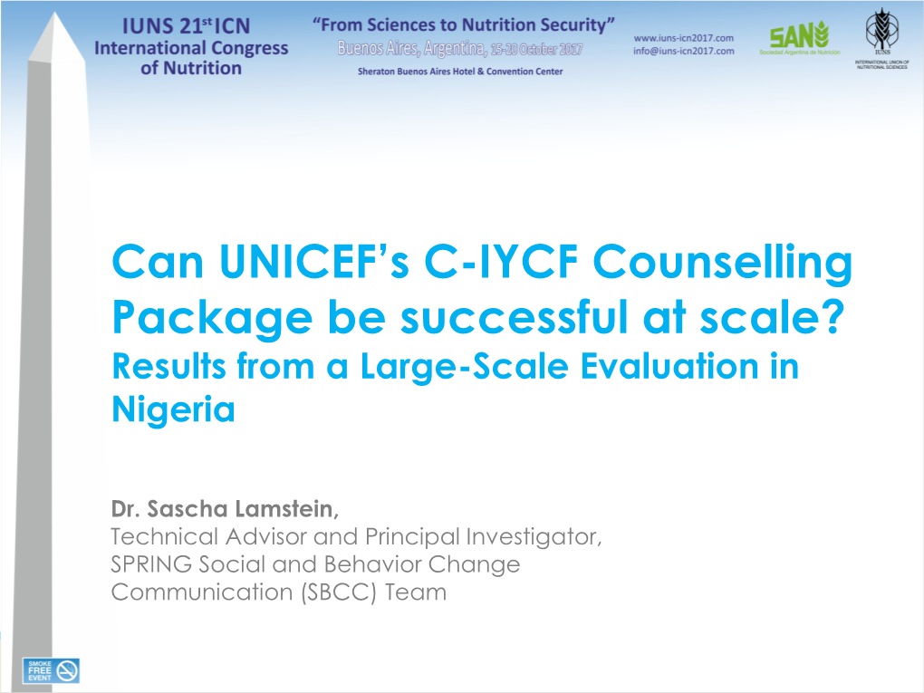 Can UNICEF's C-IYCF Counselling Package Be Successful at Scale?