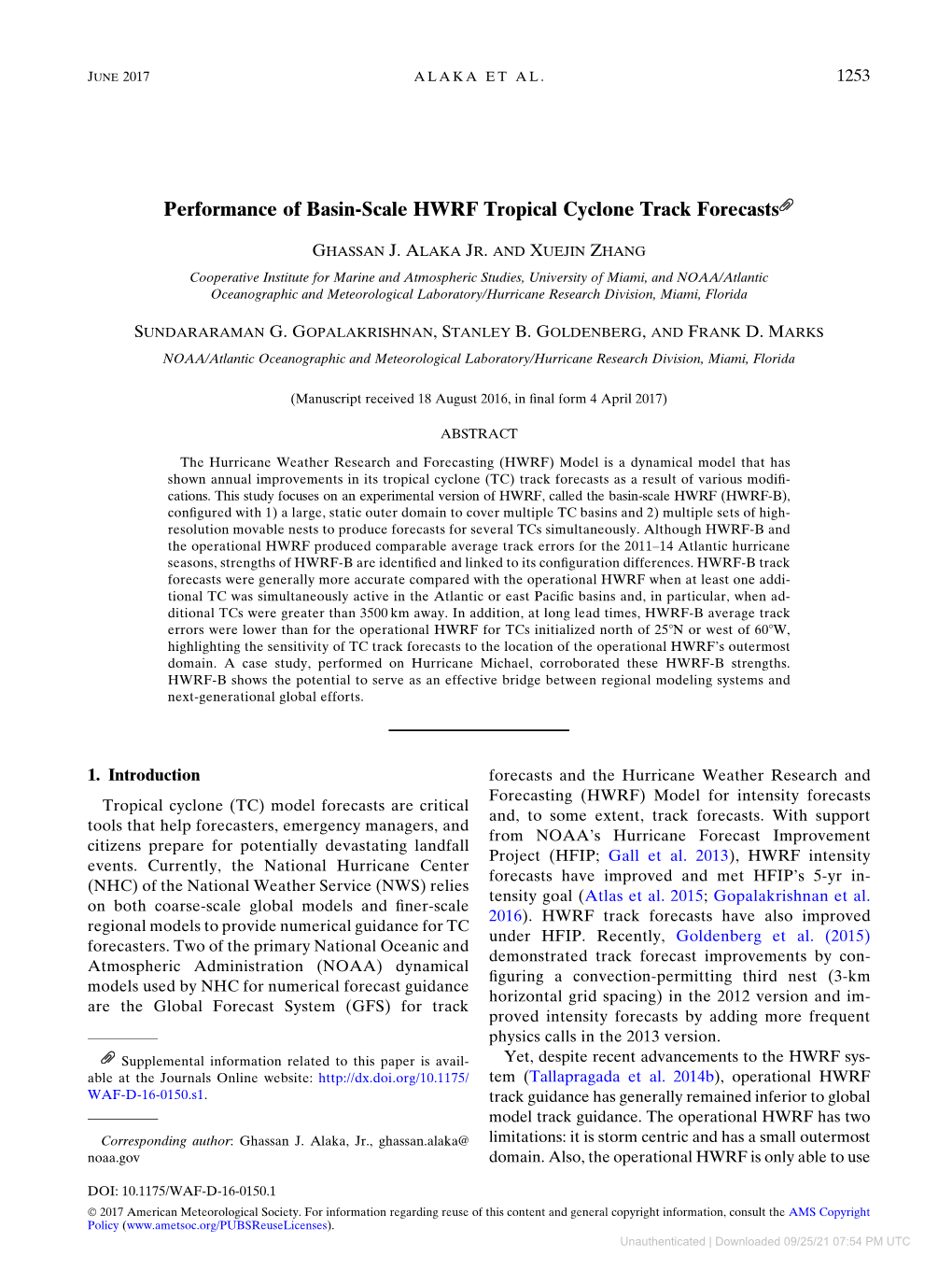 Performance of Basin-Scale HWRF Tropical Cyclone Track Forecasts