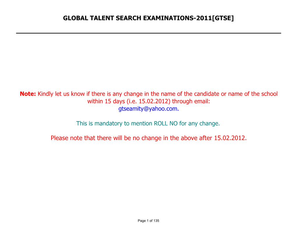 Global Talent Search Examinations-2011[Gtse]