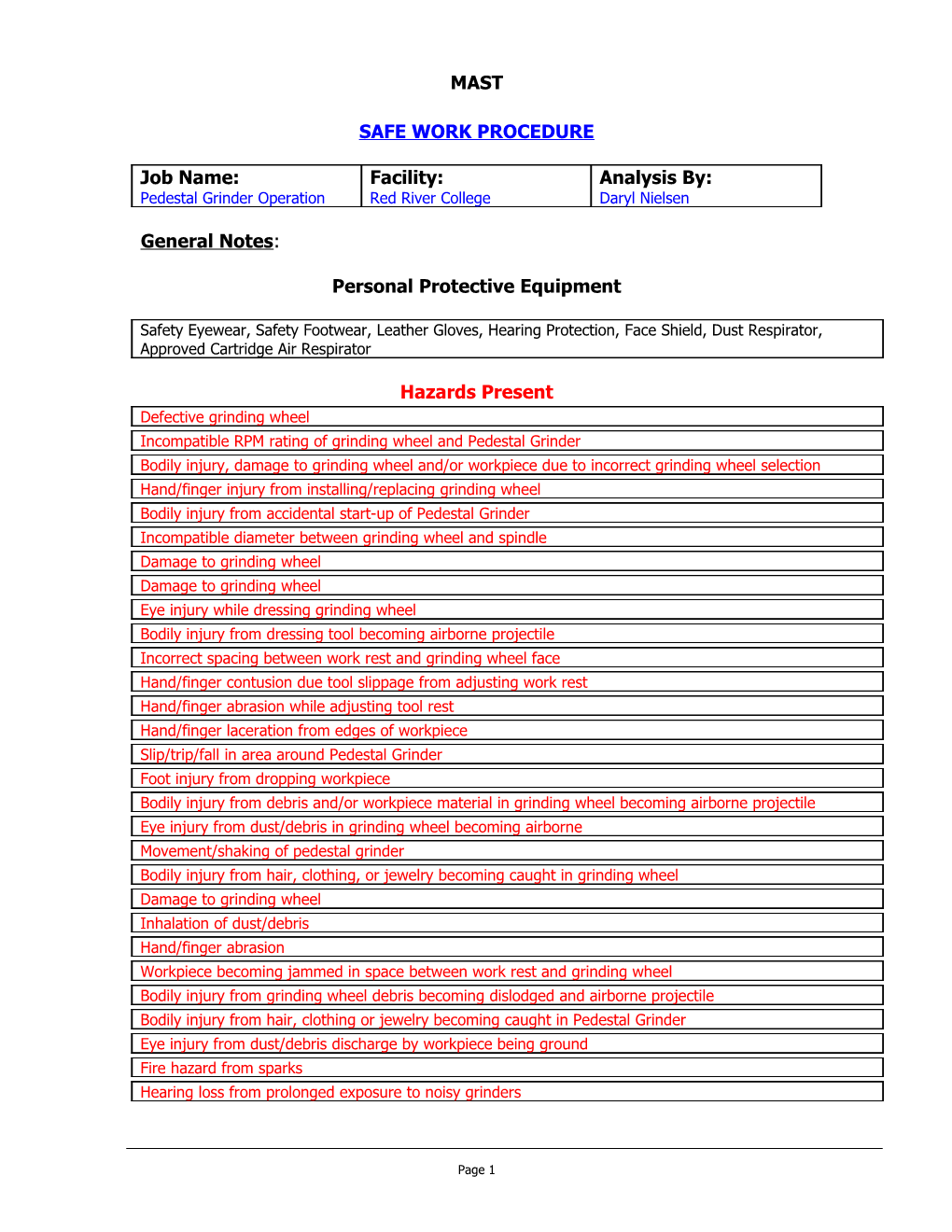 Safe Work Procedure s10