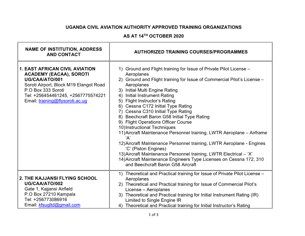 Ucaa Approved Training Organizations