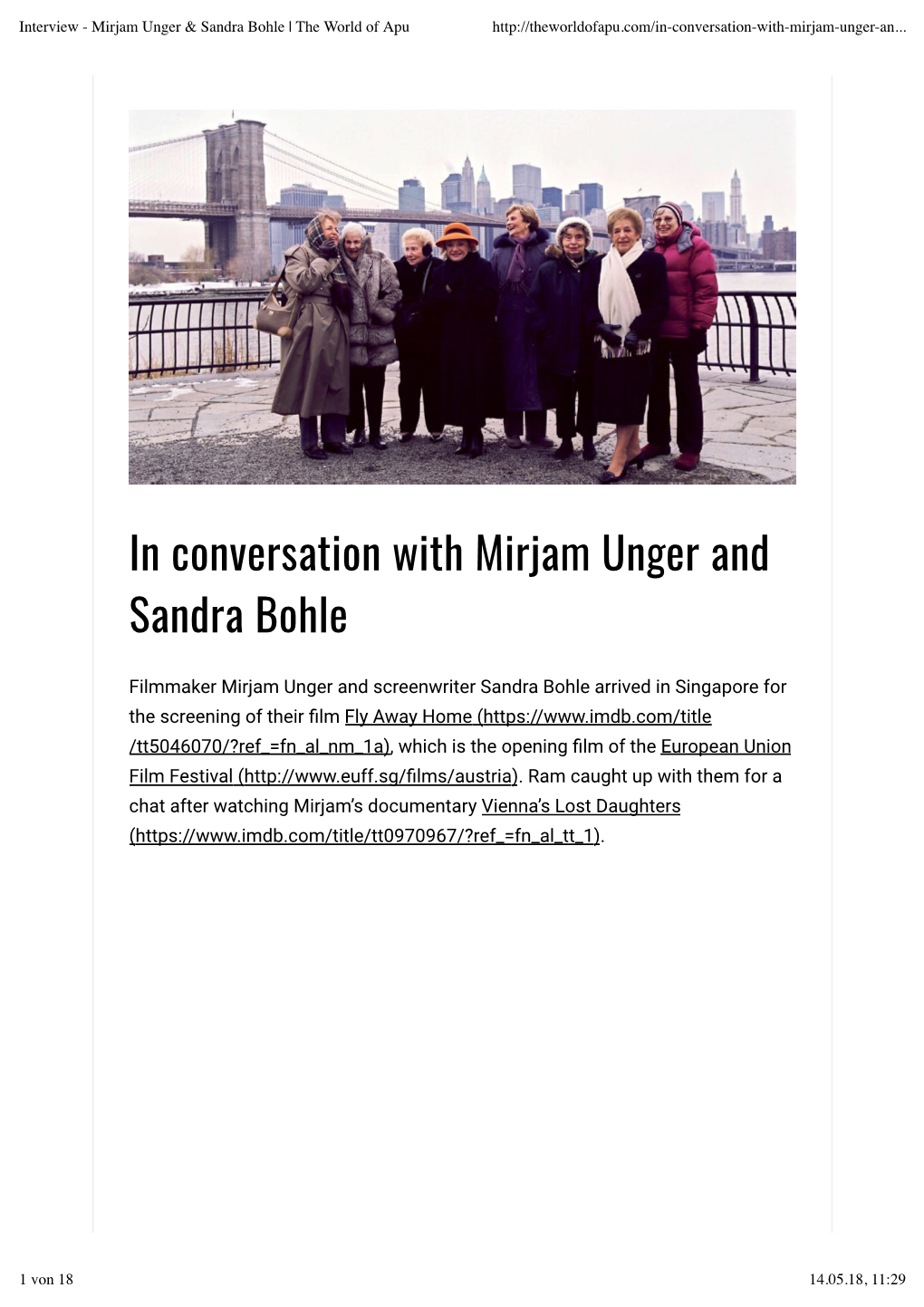 In Conversation with Mirjam Unger and Sandra Bohle