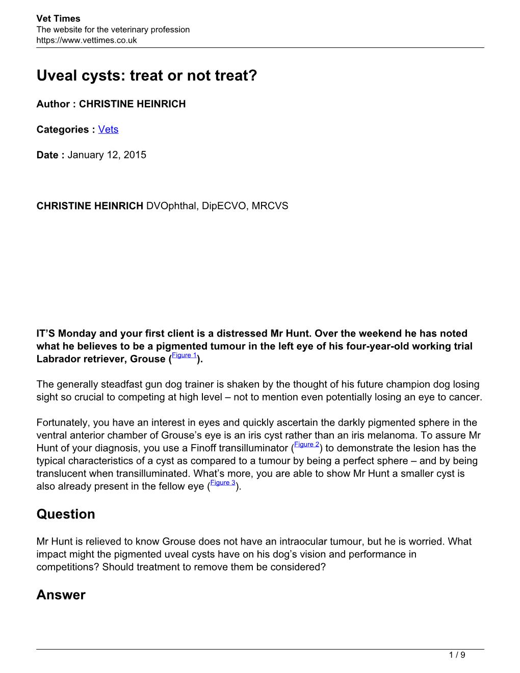 Uveal Cysts: Treat Or Not Treat?