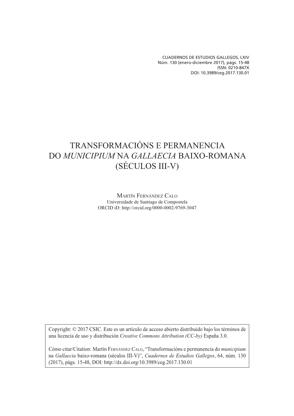 Transformacións E Permanencia Do Municipium Na Gallaecia Baixo-Romana (Séculos Iii-V) 15