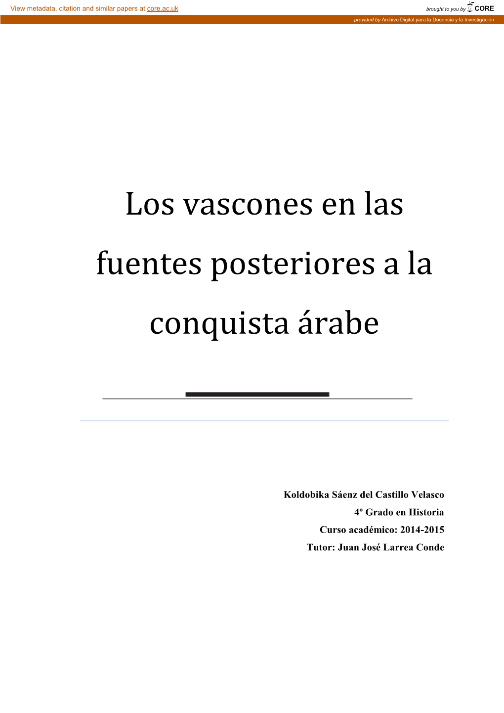 Los Vascones En Las Fuentes Posteriores a La Conquista Árabe