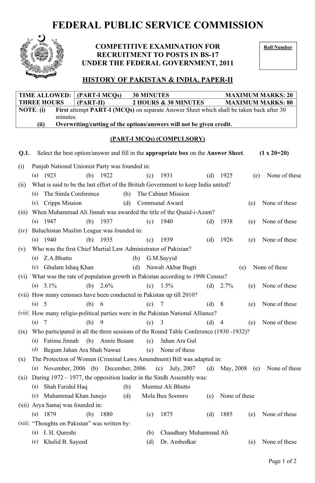 History of Pakistan and India 2-2011