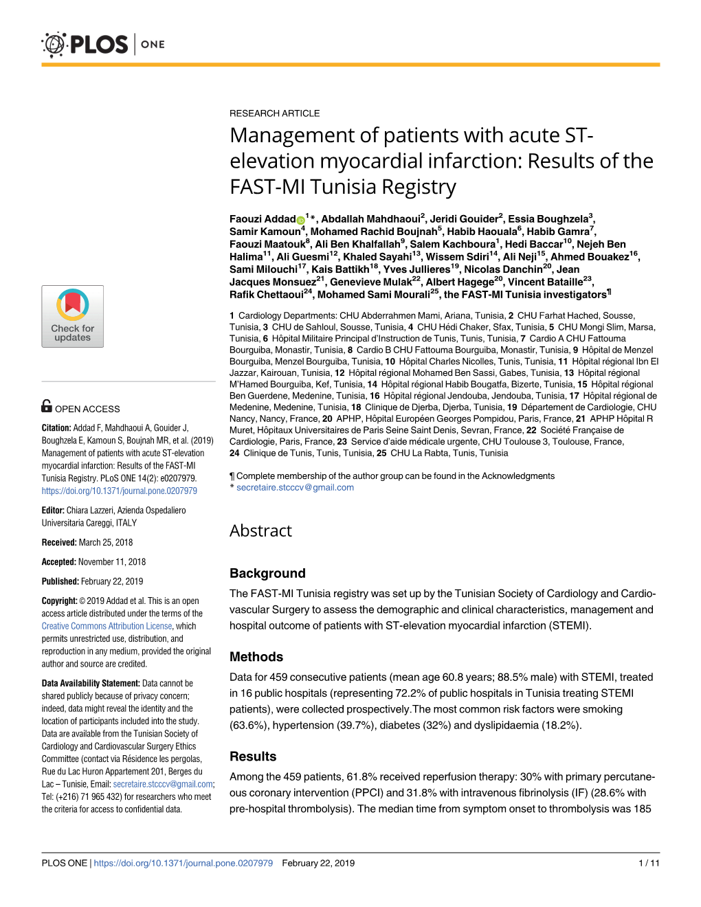 Management of Patients with Acute ST-Elevation Myocardial Infarction