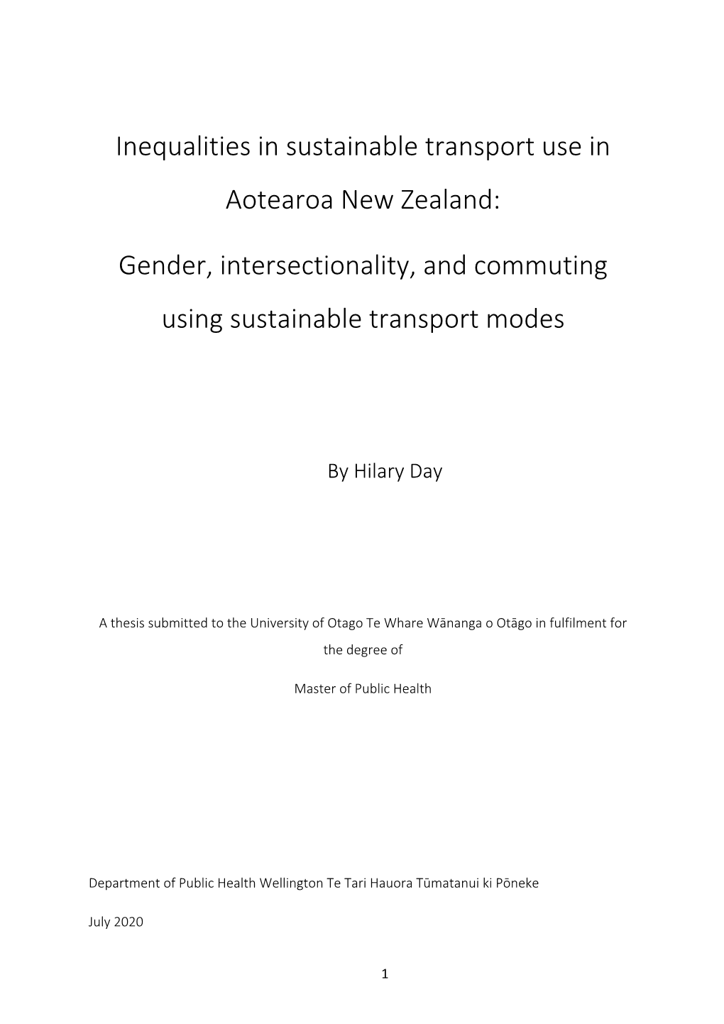 Inequalities in Sustainable Transport Use in Aotearoa New Zealand