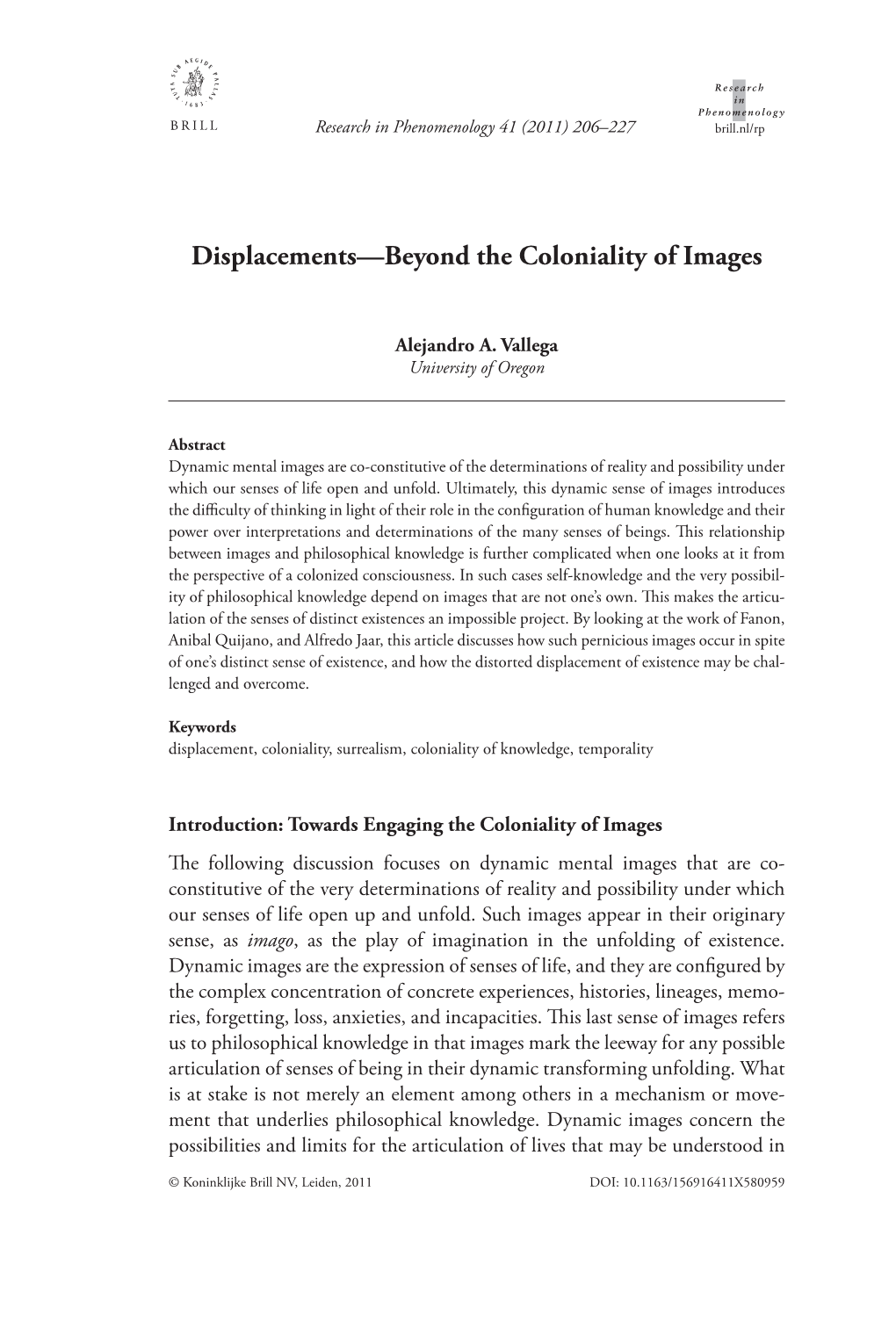 Displacements—Beyond the Coloniality of Images