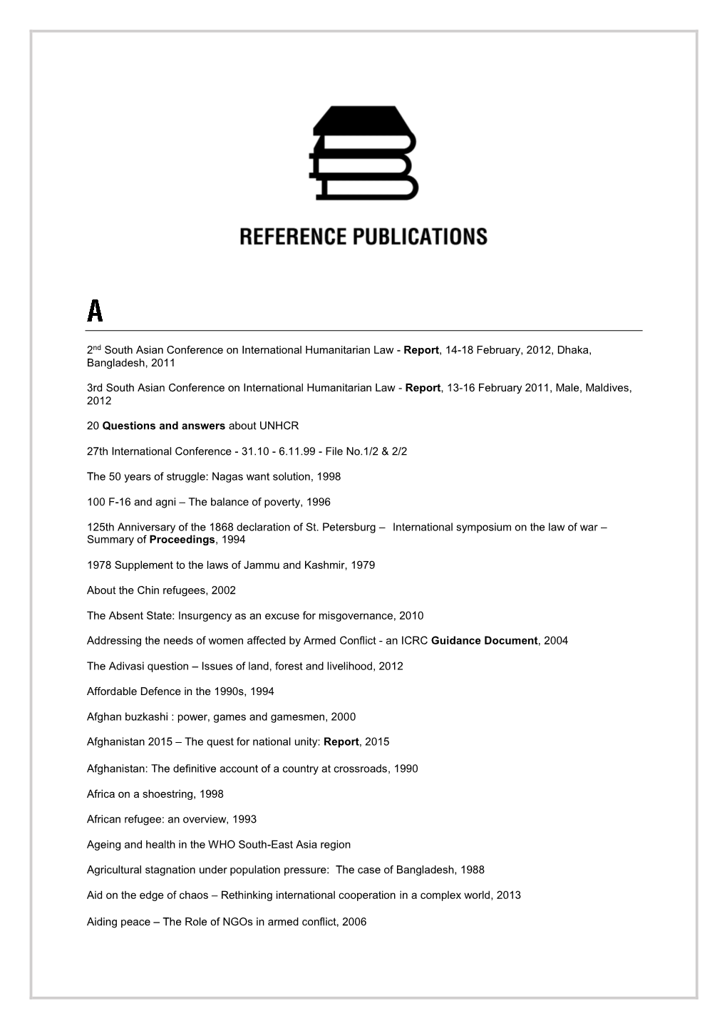 Other Reference Publications