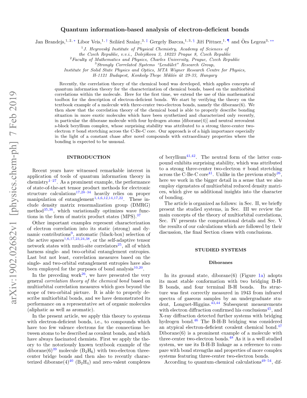 Correlation Analysis of Electron-Deficient Bonds