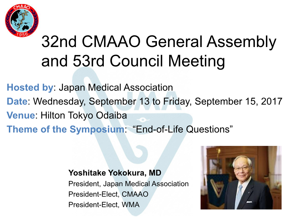 32Nd CMAAO General Assembly and 53Id Council Meeting September