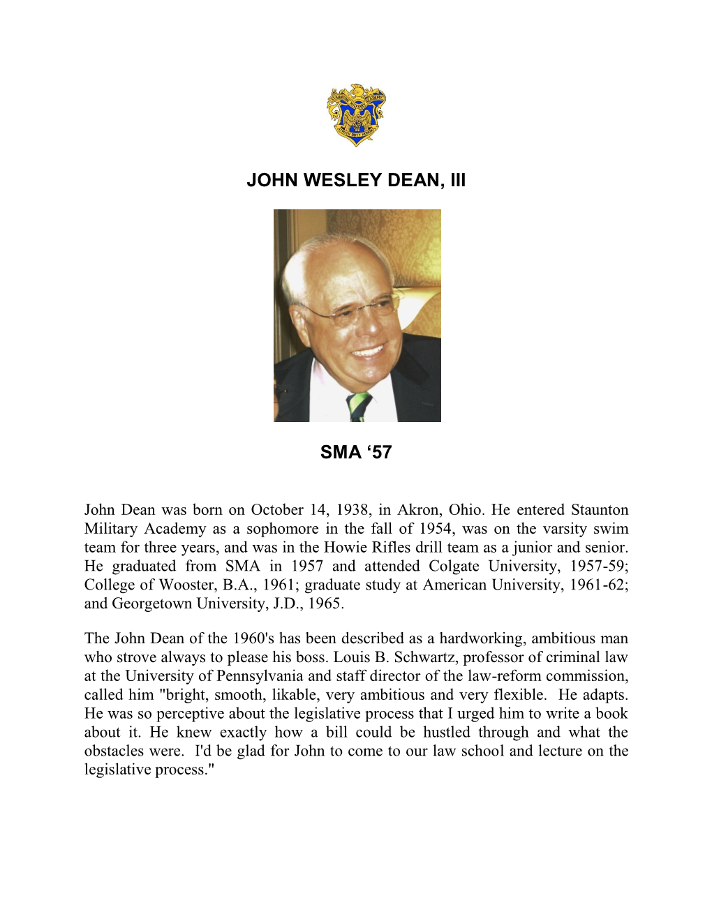 John Wesley Dean, Iii