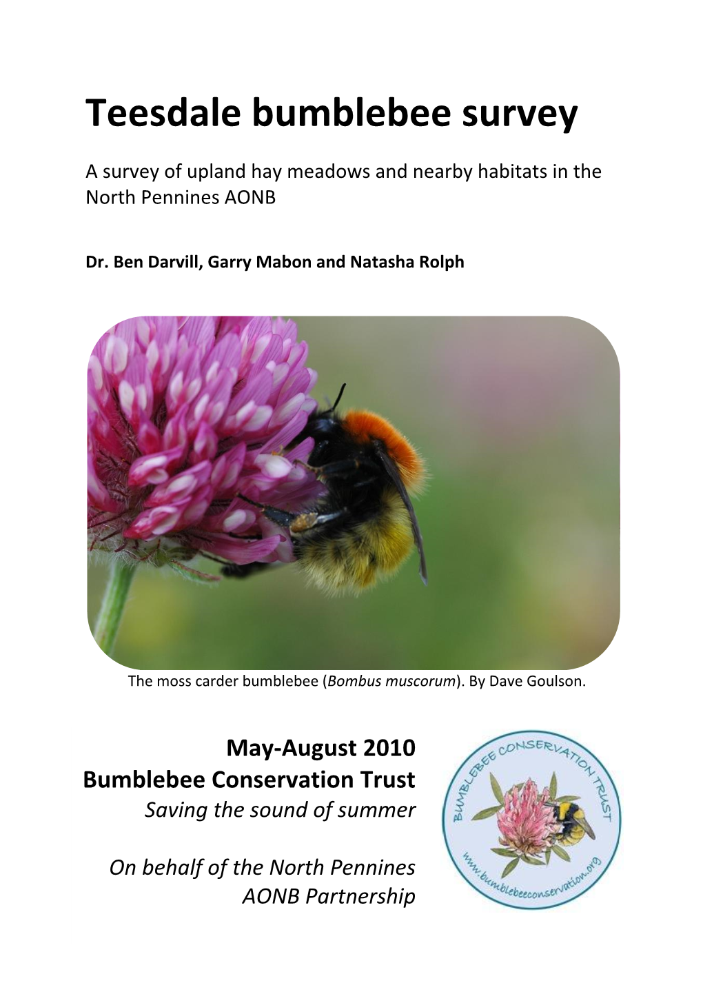 Teesdale Bumblebee Survey 2010