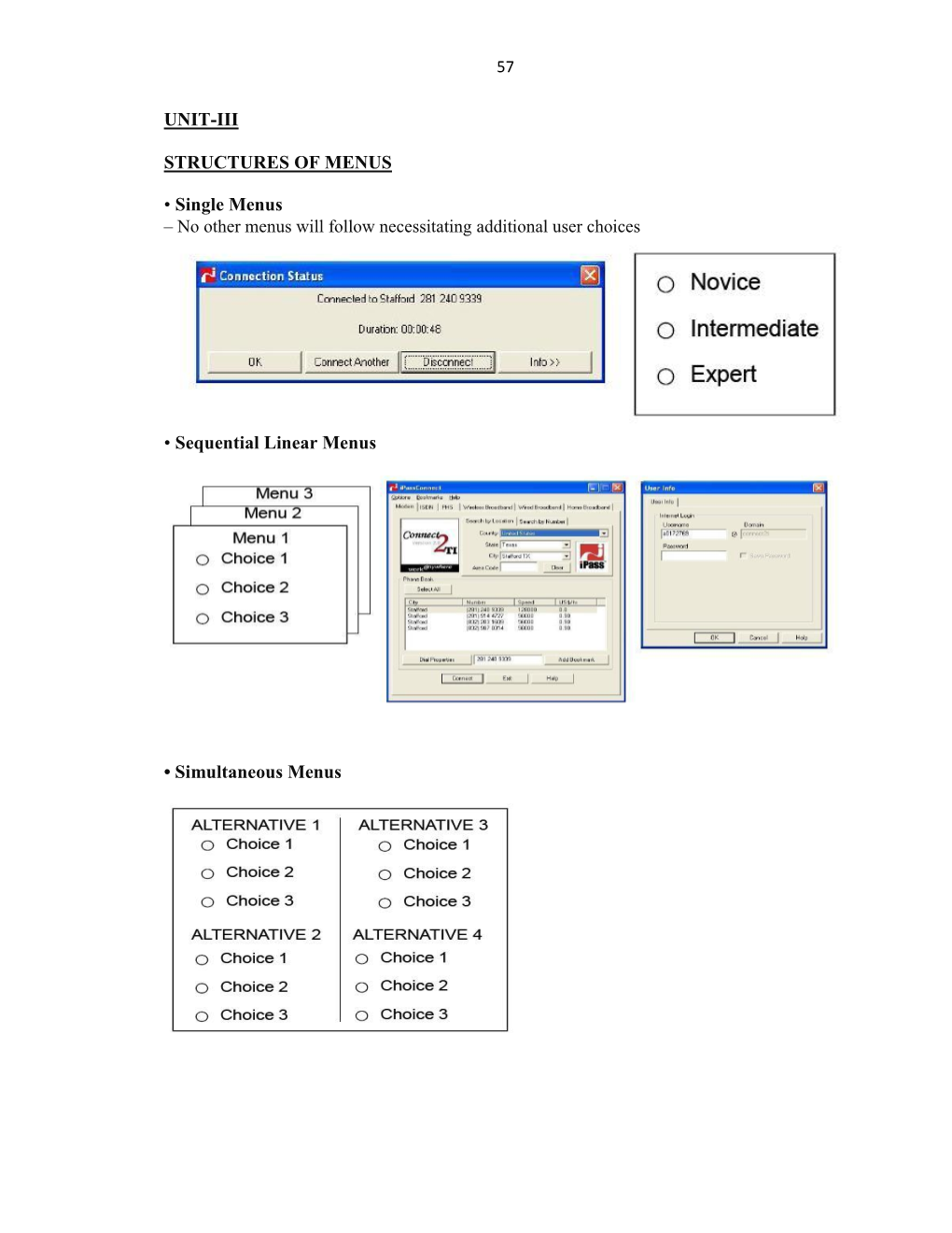 No Other Menus Will Follow Necessitating Additional User Choices