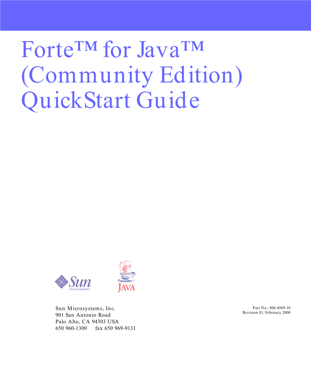 Forte™ for Java™ (Community Edition) Quickstart Guide