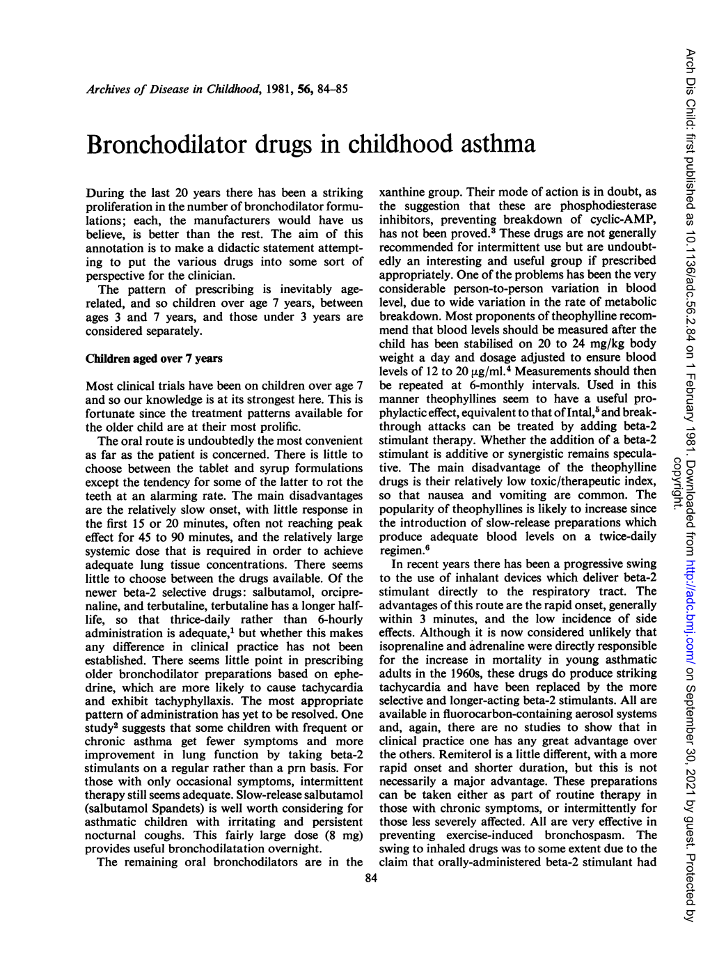 Bronchodilator Drugs in Childhood Asthma