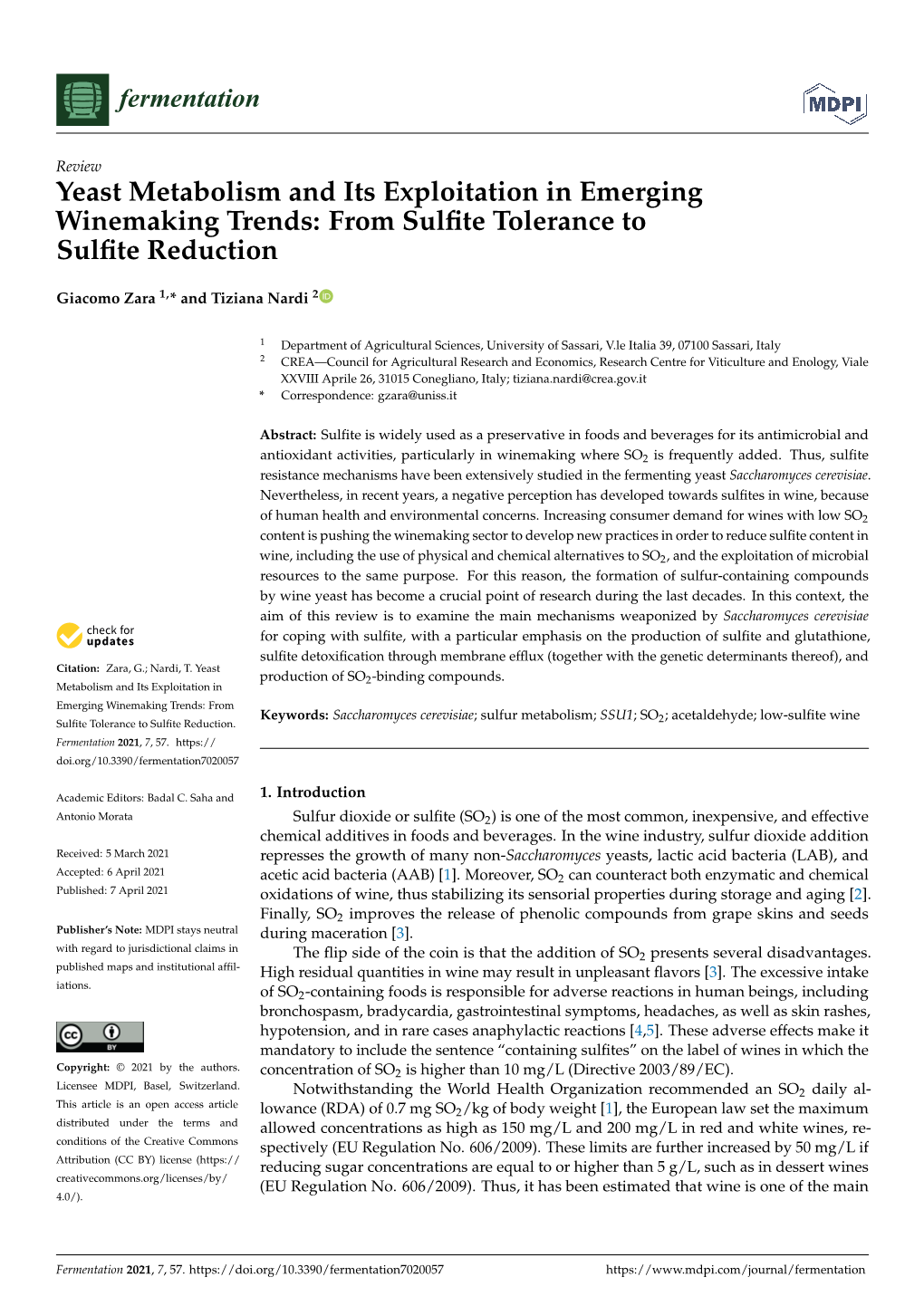 Yeast Metabolism and Its Exploitation in Emerging Winemaking Trends: from Sulfite Tolerance to Sulfite Reduction