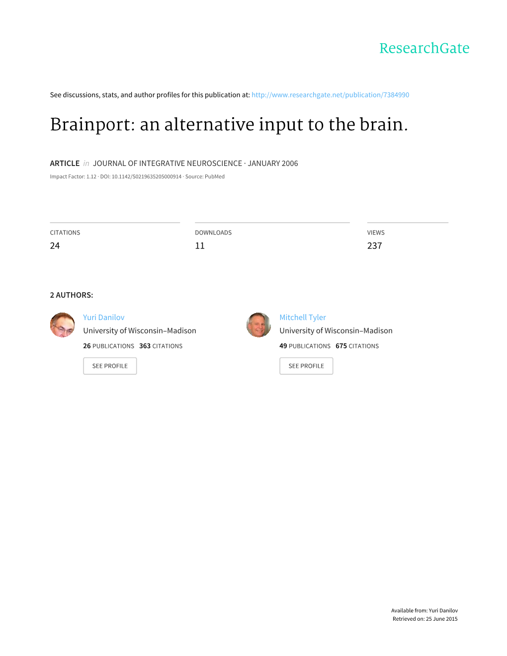 Brainport: an Alternative Input to the Brain