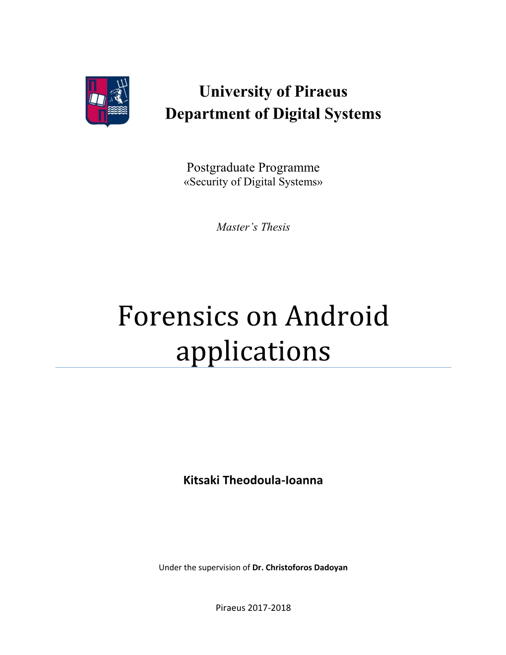 Forensics on Android Applications