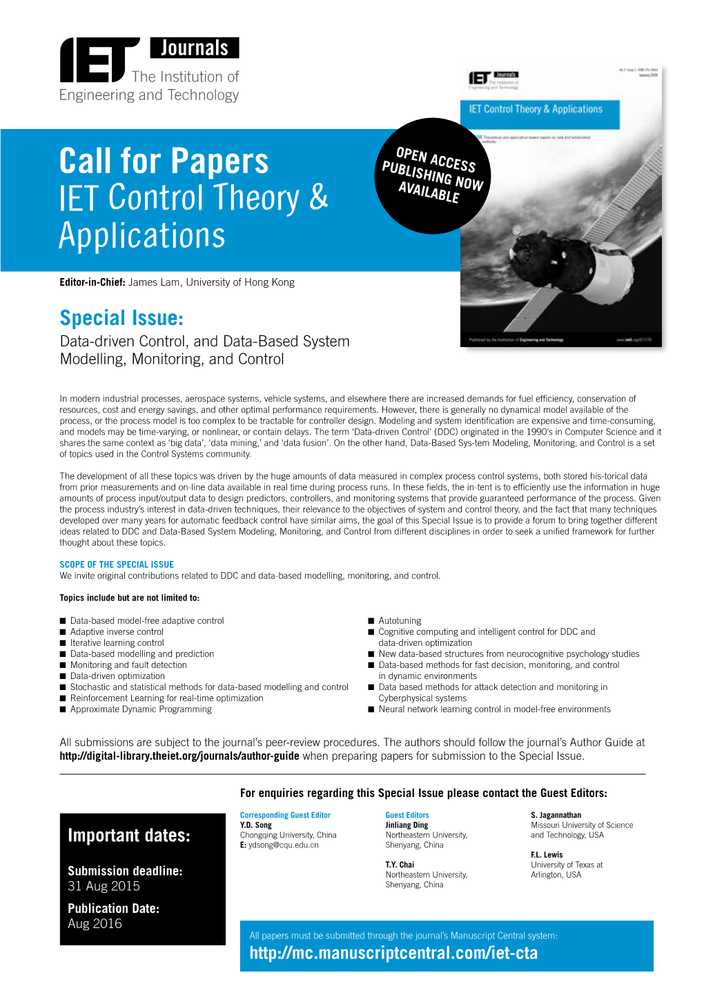 Call for Papers IET Control Theory & Applications