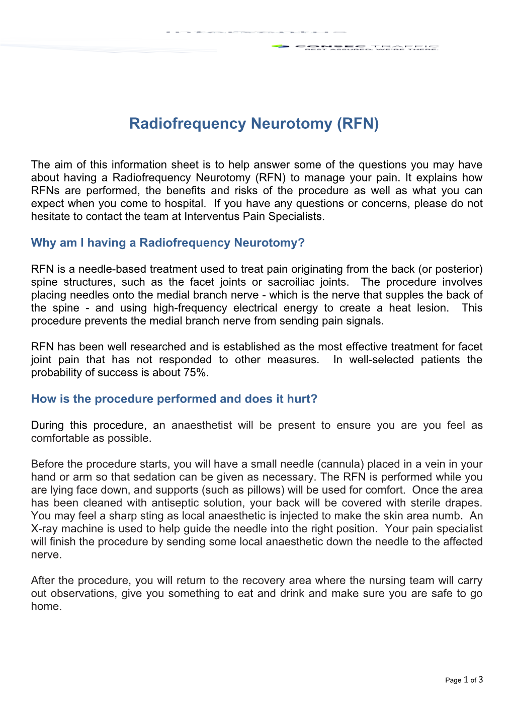 Why Am I Having a Radiofrequency Neurotomy?