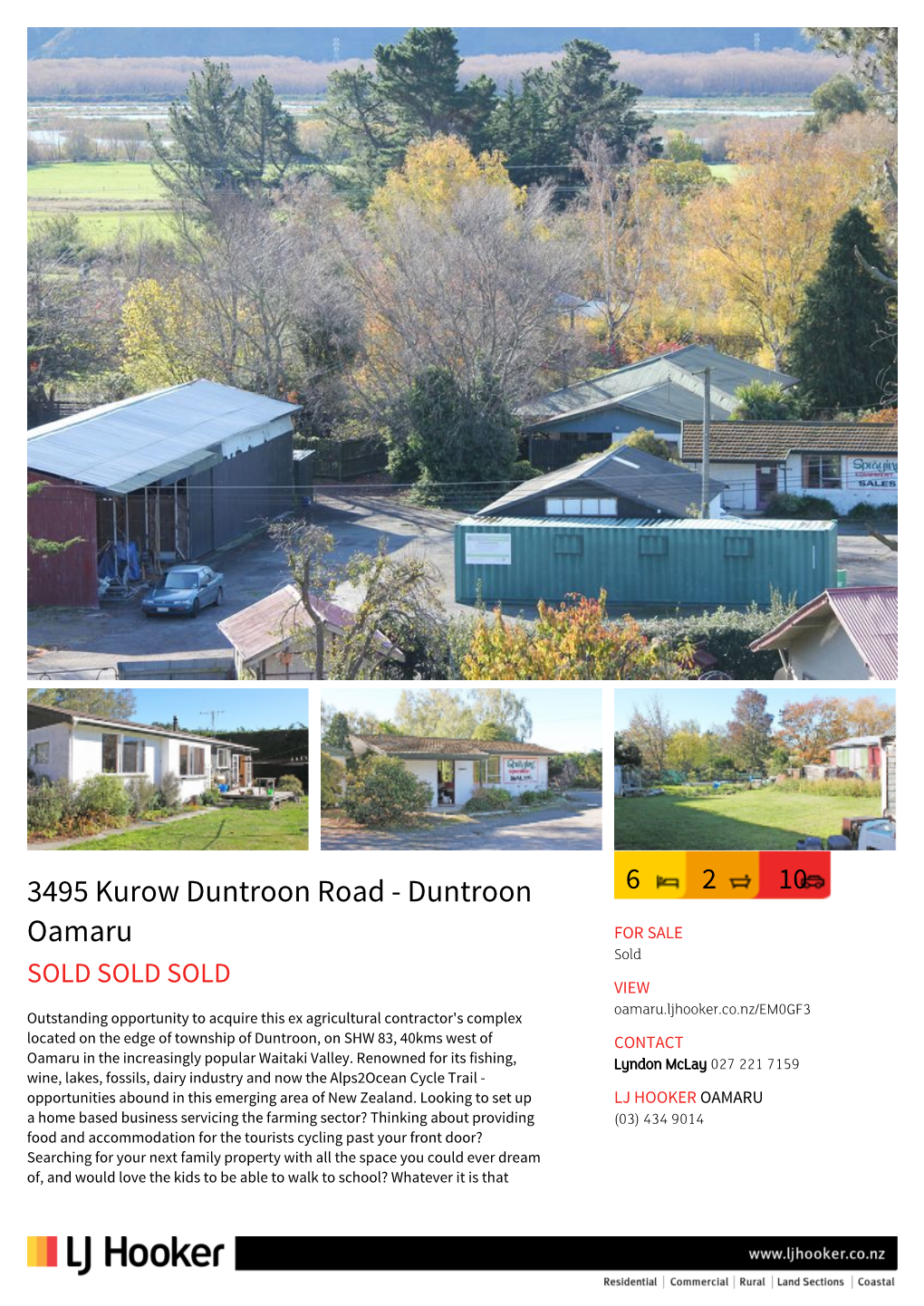 3495 Kurow Duntroon Road - Duntroon 6 2 10 Oamaru for SALE Sold