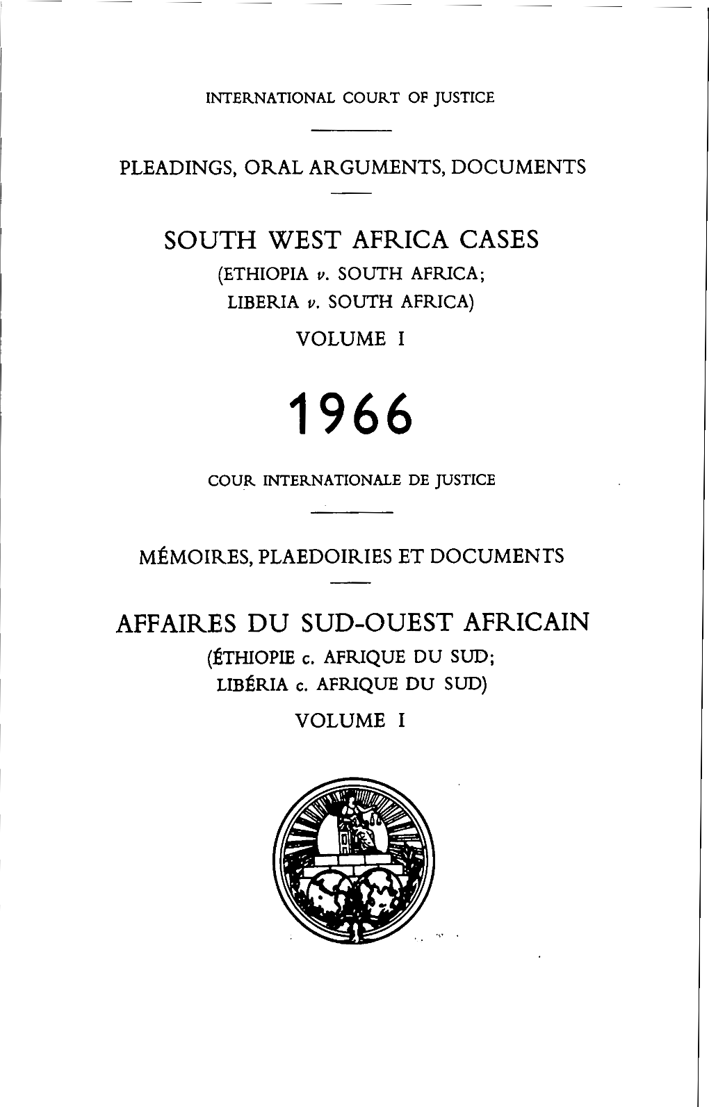 SOUTH WEST AFRICA CASES (ETHIOPIA V