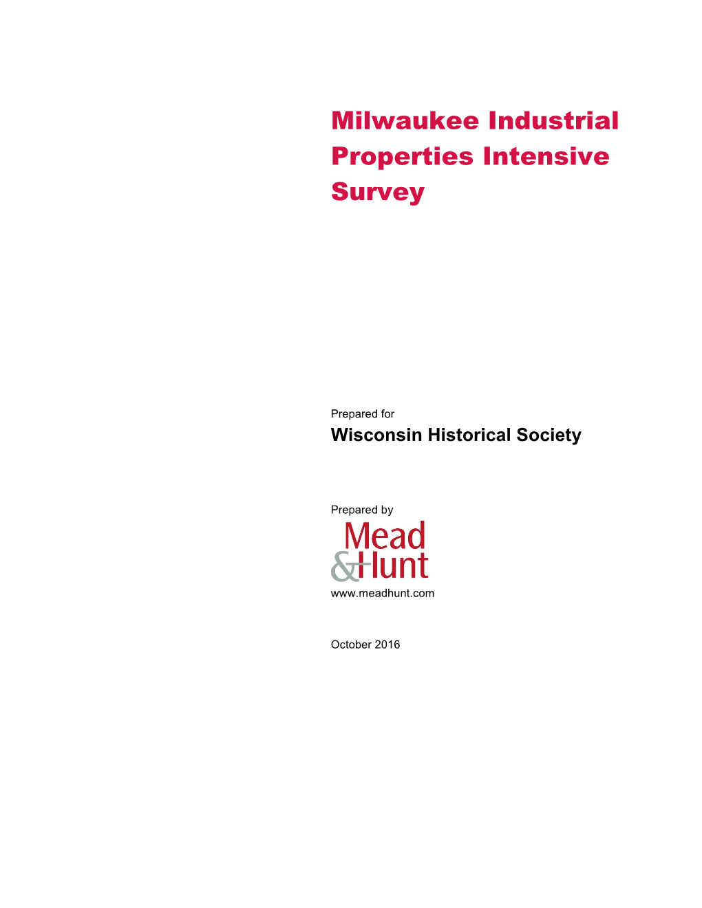 Milwaukee Industrial Properties Intensive Survey