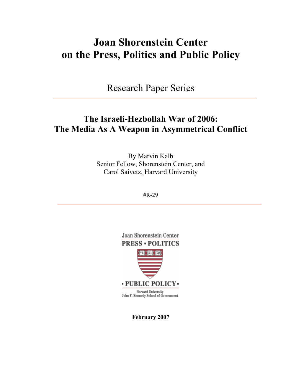 Joan Shorenstein Center on the Press, Politics and Public Policy