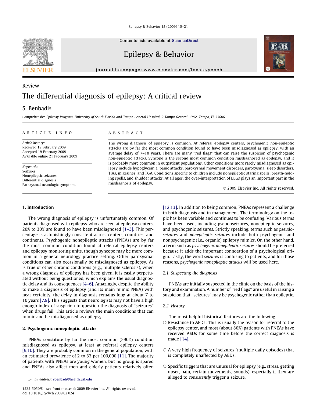 The Differential Diagnosis of Epilepsy: a Critical Review