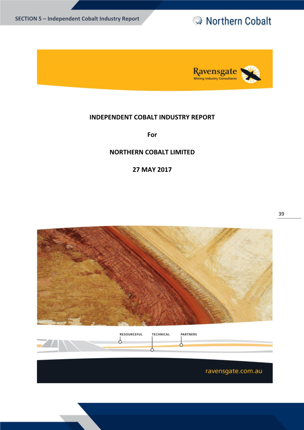 INDEPENDENT COBALT INDUSTRY REPORT for NORTHERN COBALT