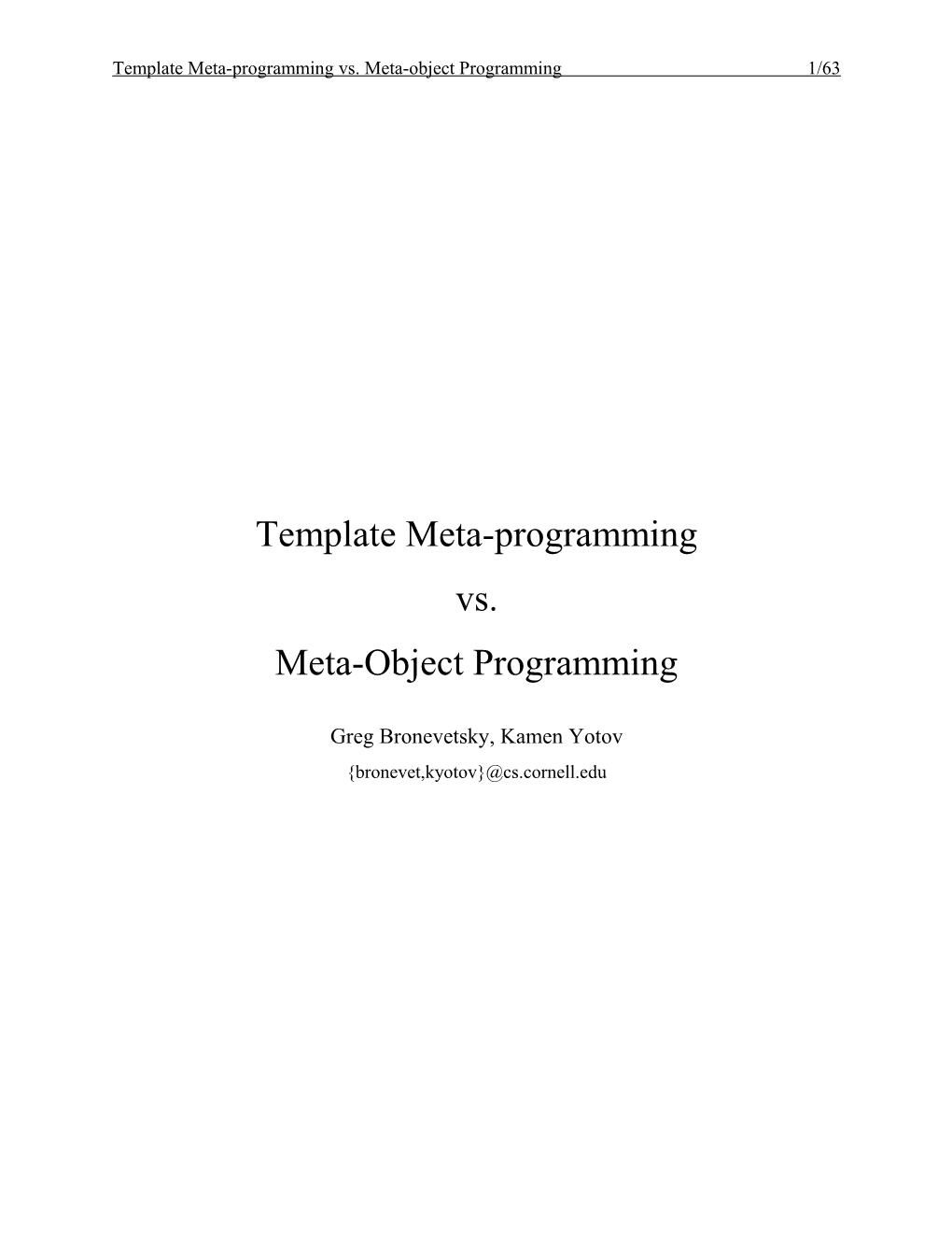 Template Meta-Programming