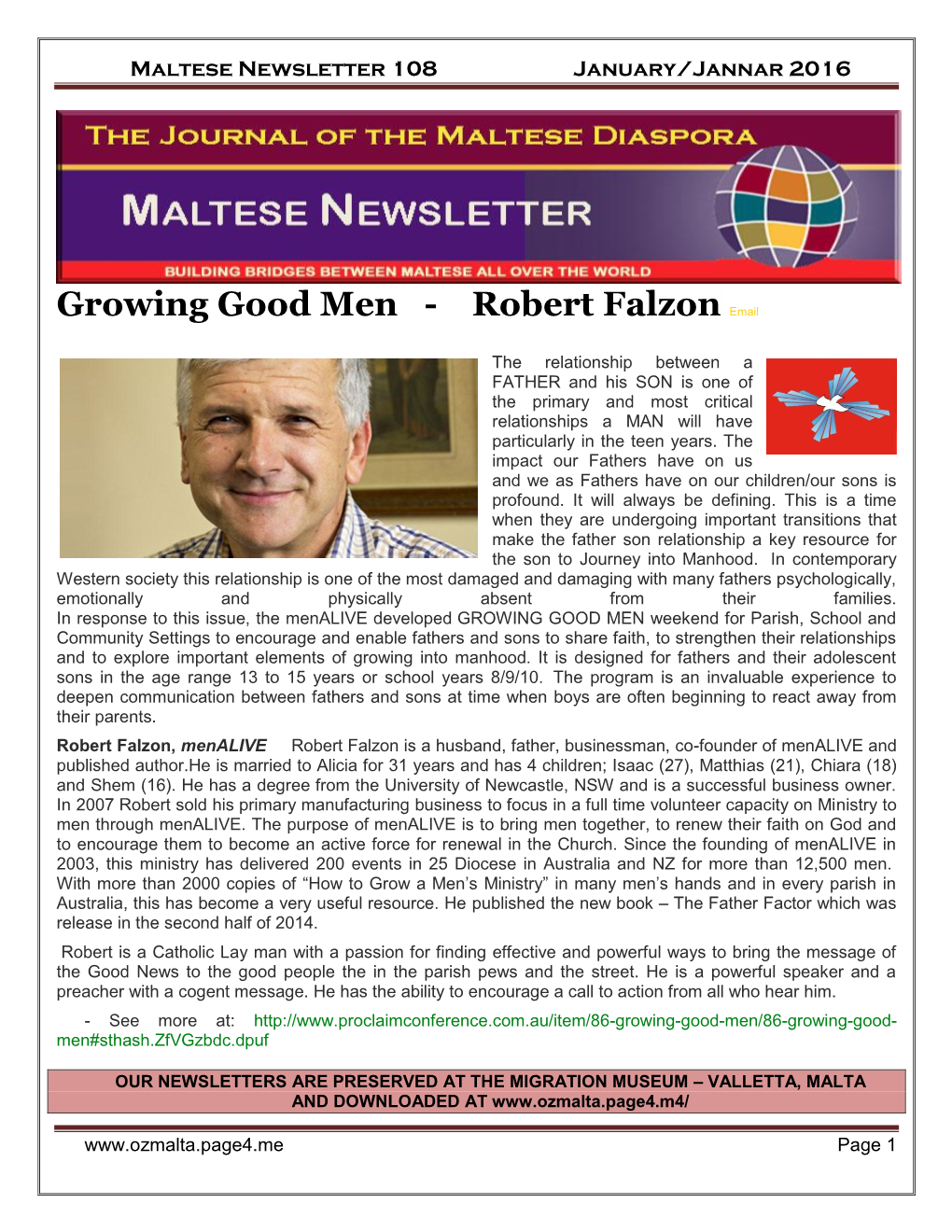 Maltese Newsletter 108 January/Jannar 2016