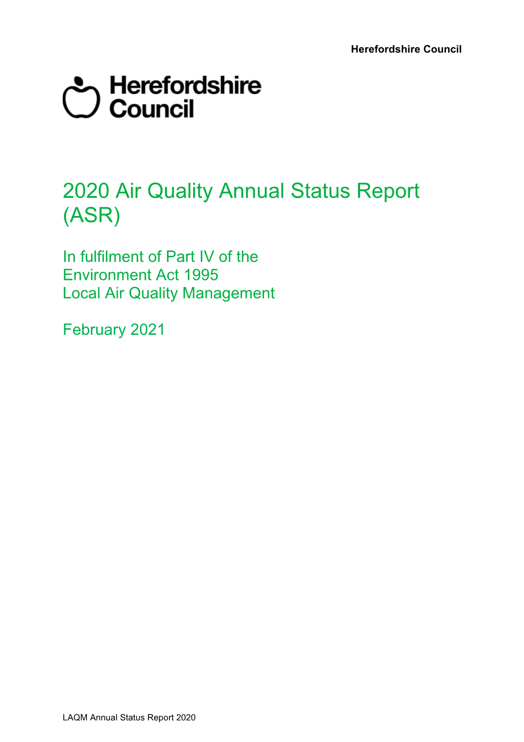 Air Quality Annual Status Report (ASR)