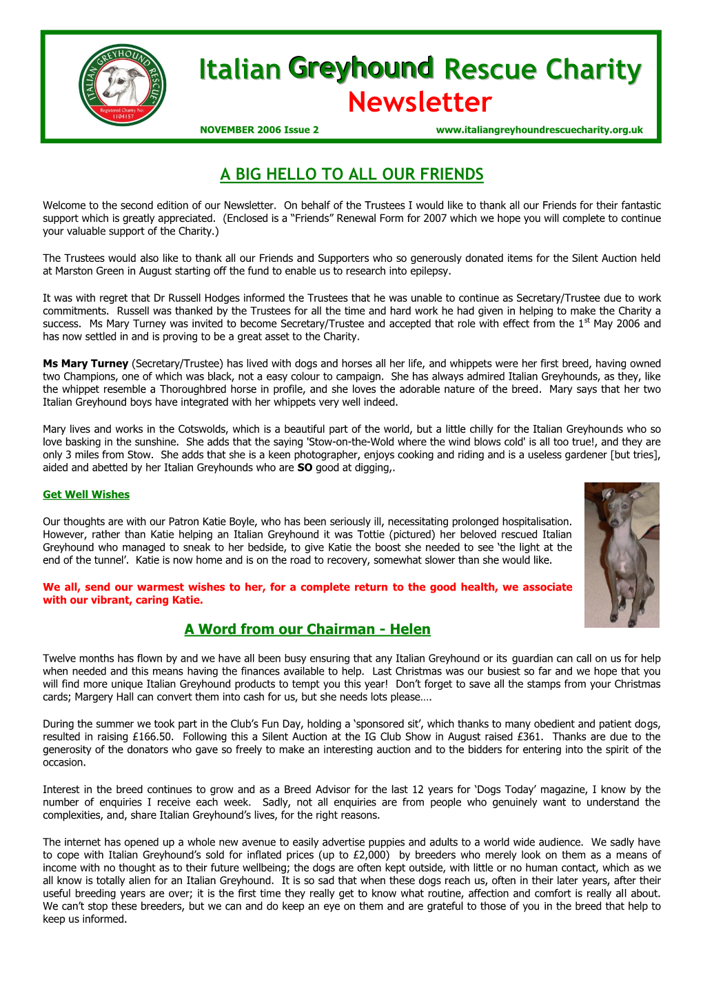 Italian Greyhound Rescue Charity Newsletter