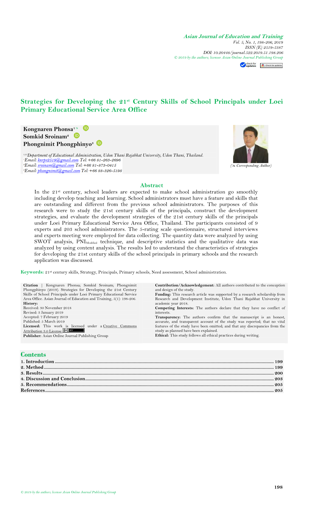 Strategies for Developing the 21St Century Skills of School Principals Under Loei Primary Educational Service Area Office Conten