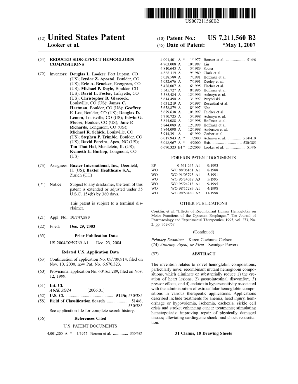 (12) United States Patent (10) Patent No.: US 7,211,560 B2 L00ker Et Al