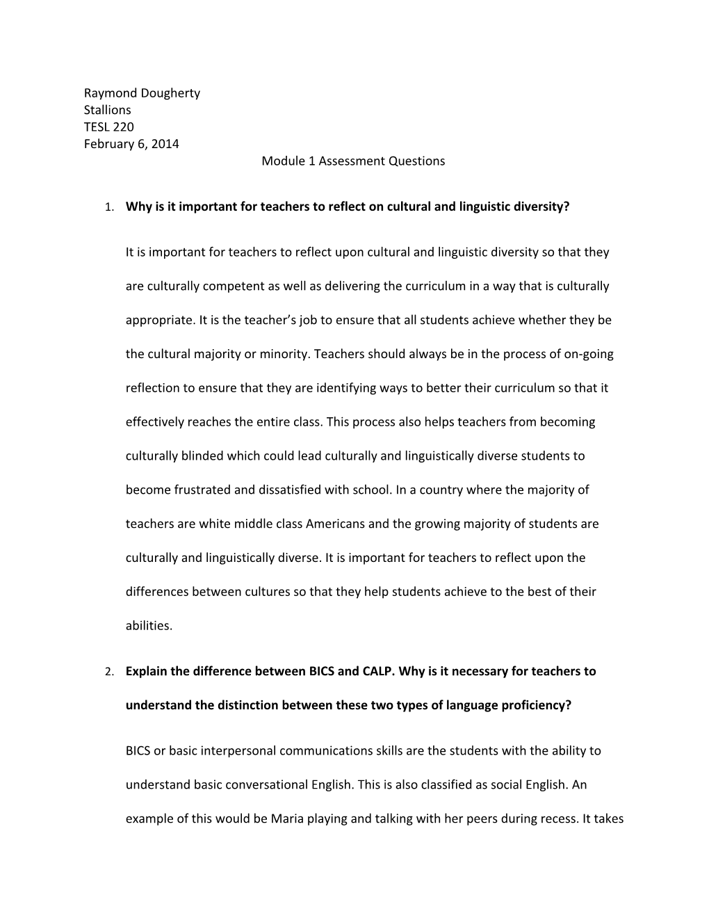 1. Why Is It Important for Teachers to Reflect on Cultural and Linguistic Diversity?