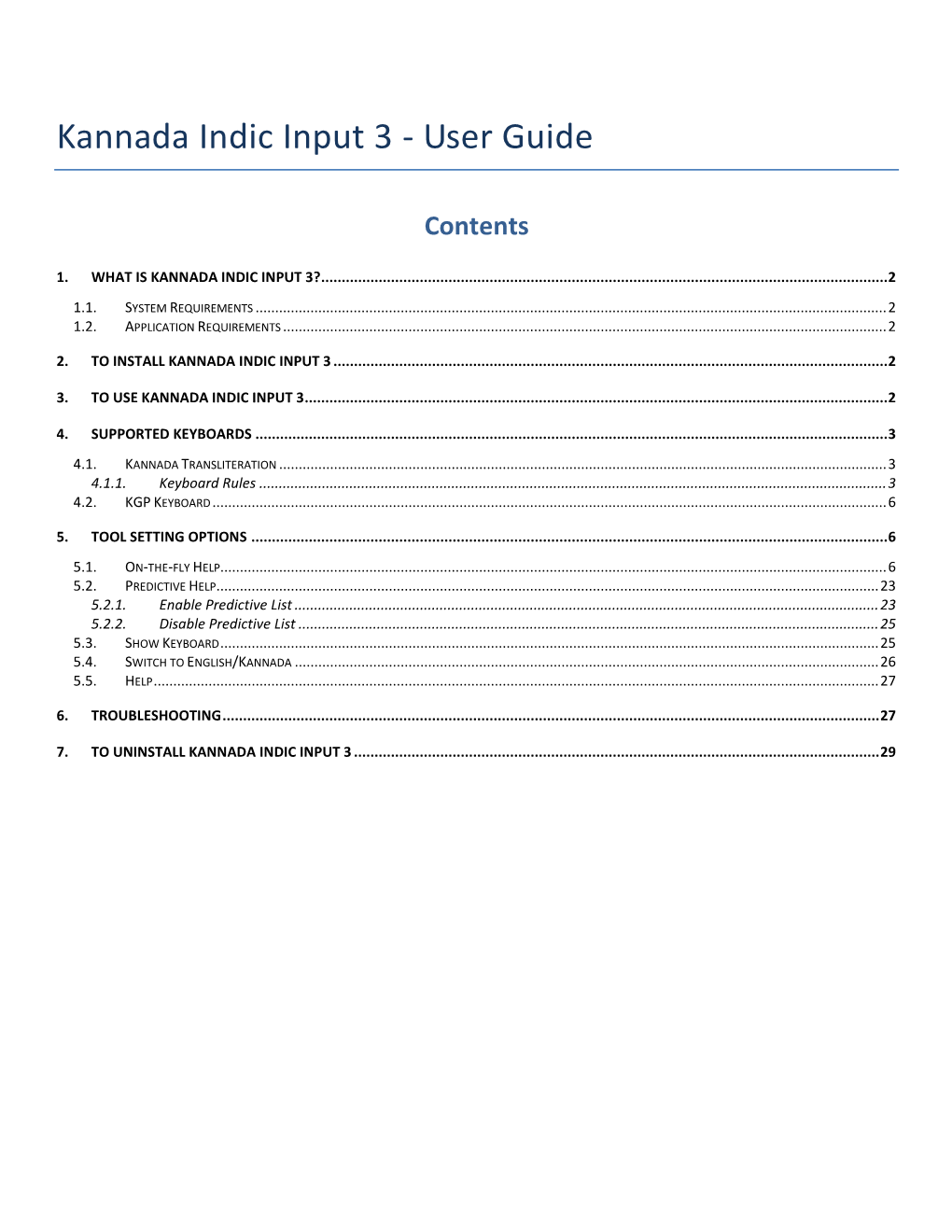 Kannada Indic Input 3 - User Guide